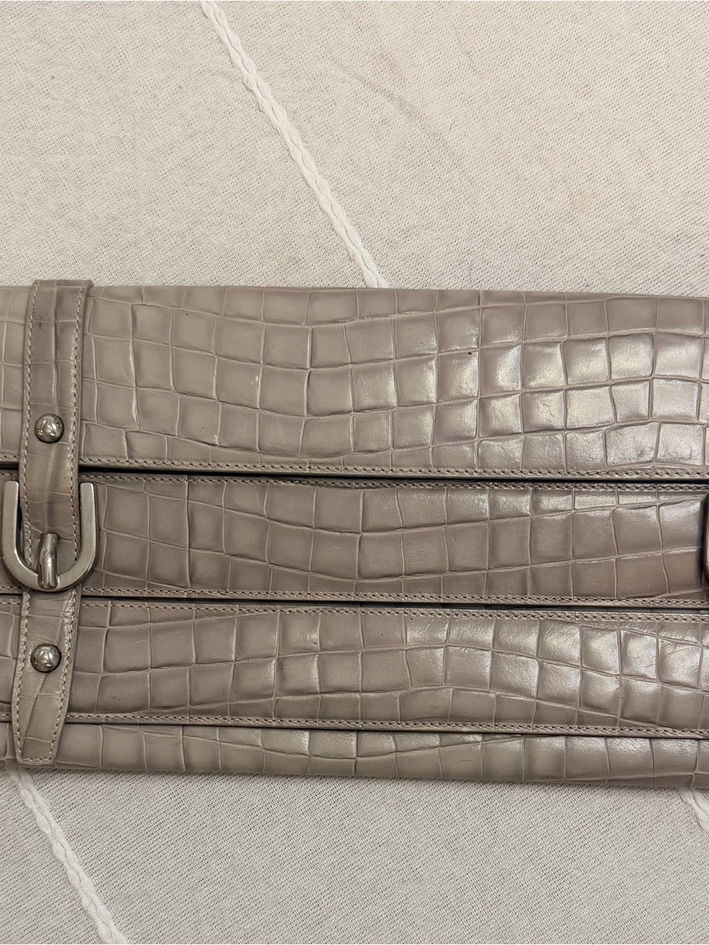 Anteprima Milano Croc-Embossed Leather Clutch - Taupe